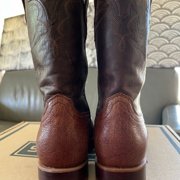**SOLD**TECOVAS The Wade Men's Russet Smooth Ostrich Roper Boot 11D - Picture 6 of 14